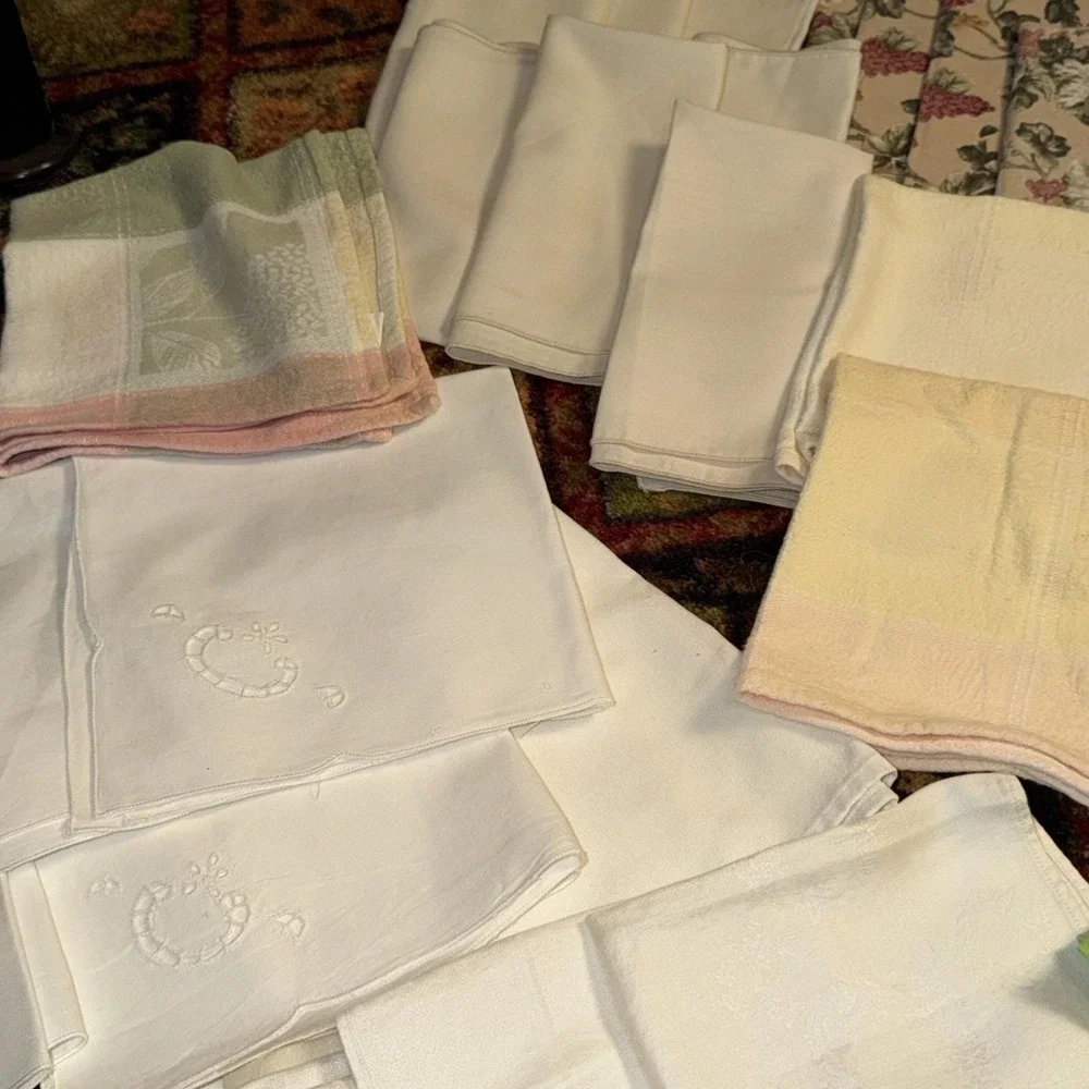Vintage Mixed 36 Tea Towels Napkins Madeira Various Colors Sizes Resellers